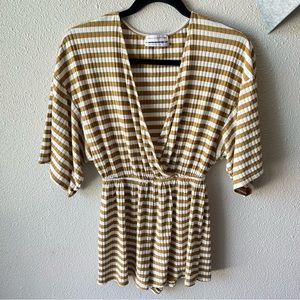 Urban Outfitters Striped Maize Ribbed Knit Romper size small
